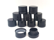 10 x 5ml UV Black Glass Jars w/ PTFE Lids Air Tight Child Resistant Makeup Lip