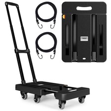 Folding Hand Trucks Heavy Duty Dolly Cart with 6 Wheels  2 Elastic Ropes Fol...