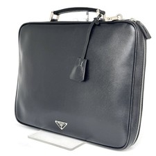 Auténtico maletín de negocios PRADA Saffiano de cuero negro