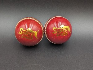 Super Speed Test Top Club Cricket Ball Leather(Red) Standard Size 2 PACK