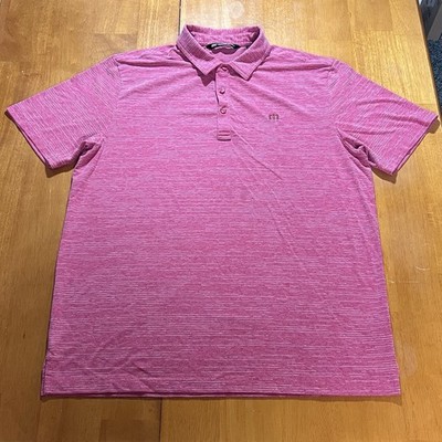 Travis Matthew Golf Red Striped Polo Shirt Men Size Large - Short Sleeve 1MW395