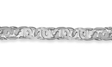 18k Solid White Gold Handmade 11mm Tiger Eye Link Necklace, 24