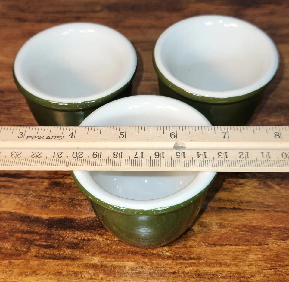 HALL Restaurant Ware - Blanco y Verde - #351 - Ramekin - Huevo Taza - Natillas - 2.5" Foto 3 de 4