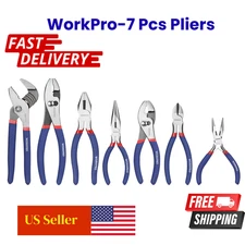 7PC Pliers Set (8-inch Groove Joint Pliers 6-inch Long Nose Carbon Steel