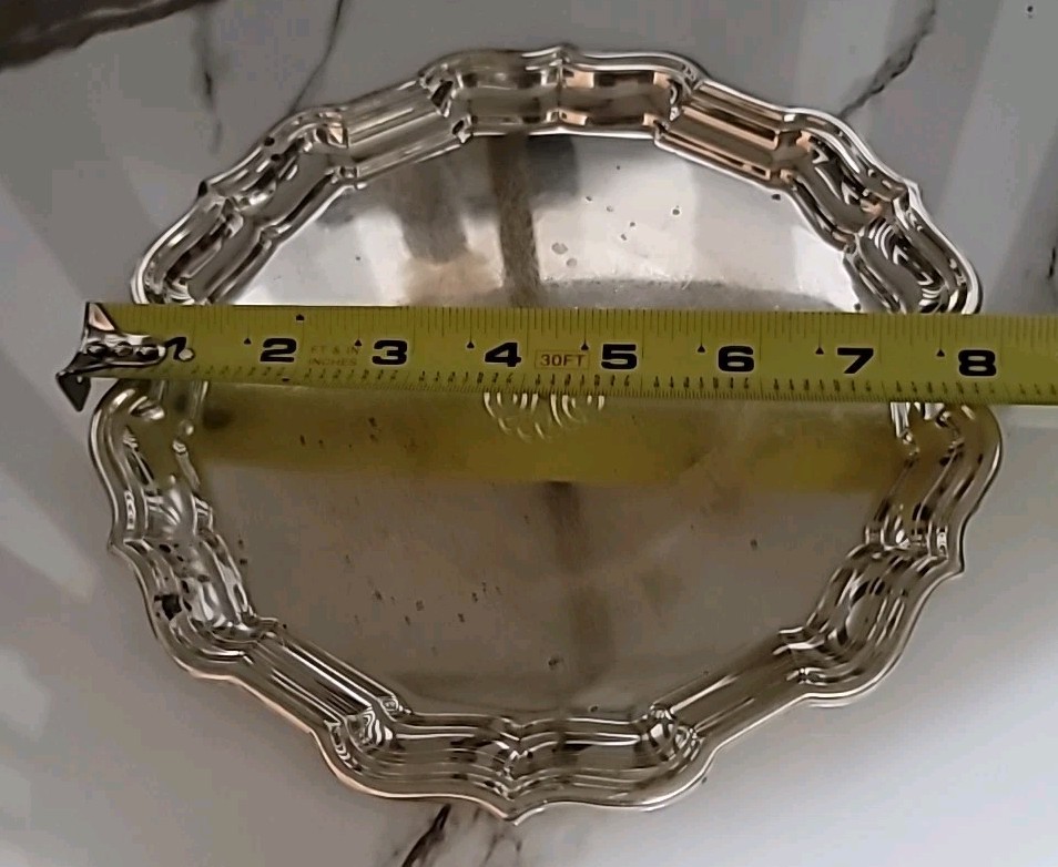 Frank W Smith Sterling Silver 8" Salver Chippendale Tray #378 212 grams