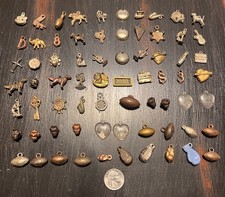 Lot of 70 RARE VTG Metal Clad/Celluloid/Bakelite  Cracker Jack Gumball Charms