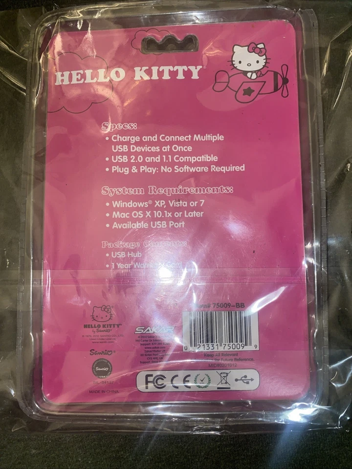Hello Kitty USB Hub. Expands 1 USB Port Into 4 Connections New Sealed - Image 2 of 2