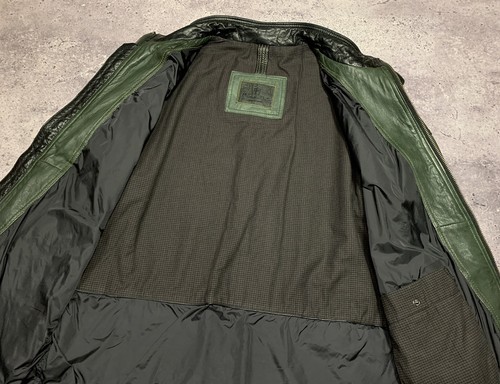 Massimo Dutti Mens Green Zip Leather Jacket Size XL - XXL Sheep Skin 190/116A - Picture 10 of 21