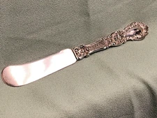 Gorham Henry II Sterling Silver 6 1/4"  BUTTER SPREADER Gargoyle, Monogram FRONT