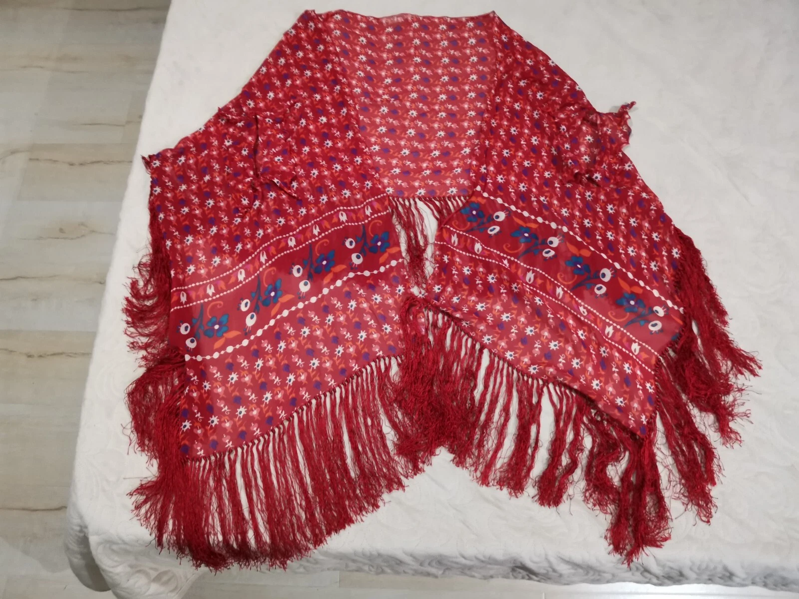 AUTH Christian Dior haut en soie à franges imprimé floral   écharpe   cape