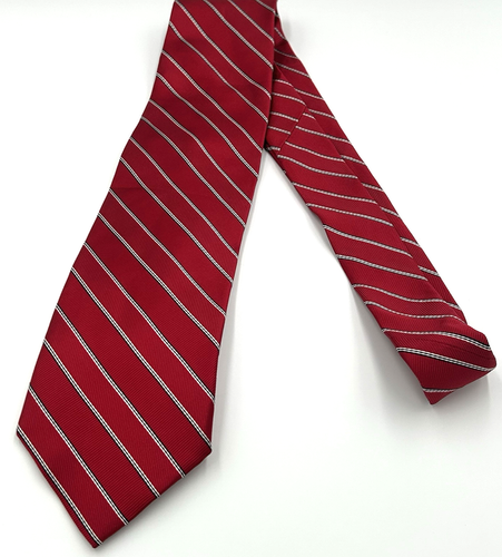 Jos. A Bank Executive 100% Silk Men's Neck Tie Red Diagonal Stripe 3.5W 60L - Picture 6 of 6