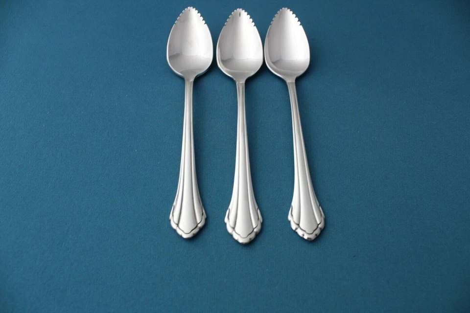 3 cucharas de pomelo naranja fruta Oneida Community CLARETTE acero inoxidable 5 7/8" Foto 2 de 4