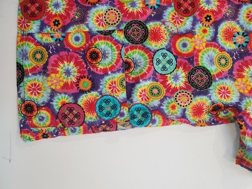 Tafford Scrub Top Rainbow Mandala Print Size Small hippie nurse pockets colorful - Picture 9 of 12