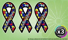 x3 Autism Awareness Ribbon Sticker 5" Vinyl Sticker Decal puzzle pieces