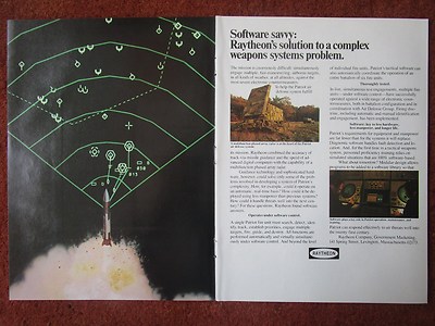 10/1982 PUB RAYTHEON PATRIOT MISSILE AIR DEFENSE PHASED ARRAY RADAR ORIGINAL ANZEIGE