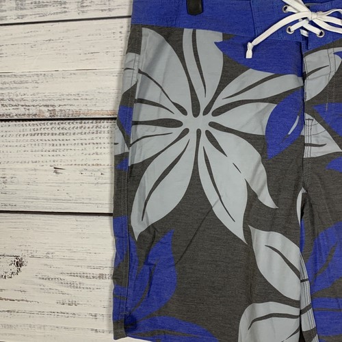 Hobie Hurley Mens Board Shorts Sz 34 9" Inseam Blue Gray Floral Stretch Surfing - Picture 3 of 8