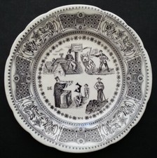 SUPERBE ASSIETTE PARLANTE en FAIENCE DE GIEN "Rebus" N°6