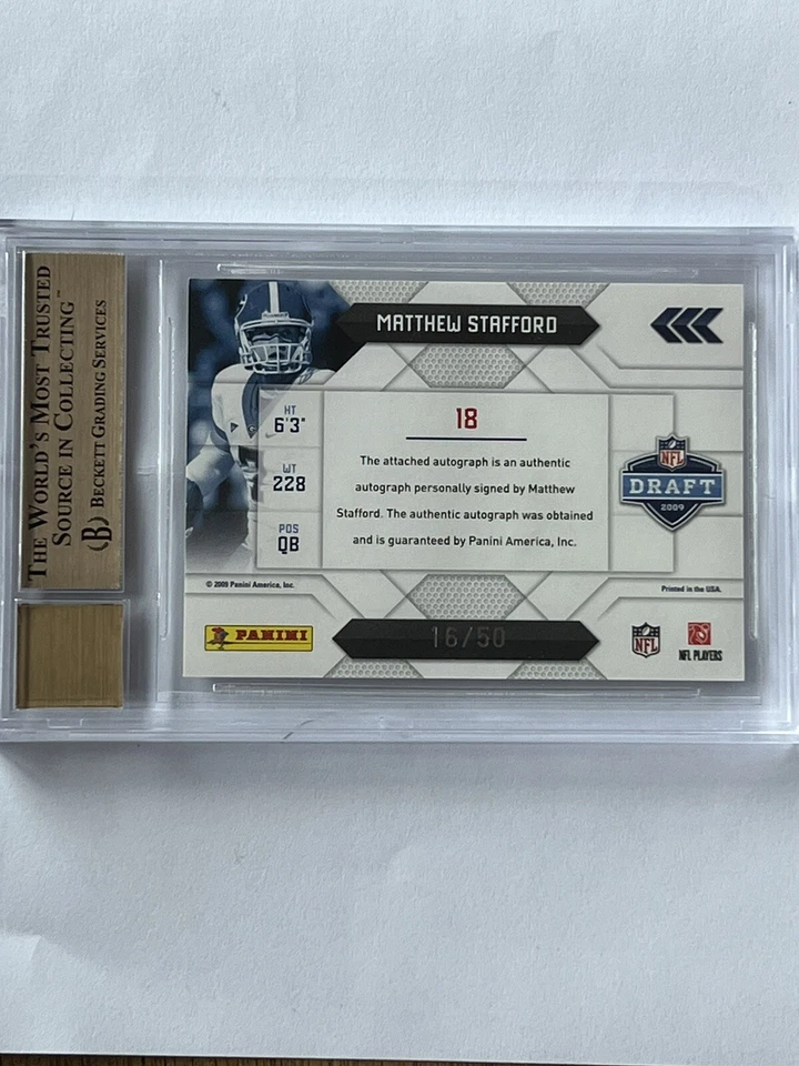 Matthew Stafford Playoff Prestige Auto Rookie /50 BGS Graded 9.5 Rams Autograph - Image 2 of 2