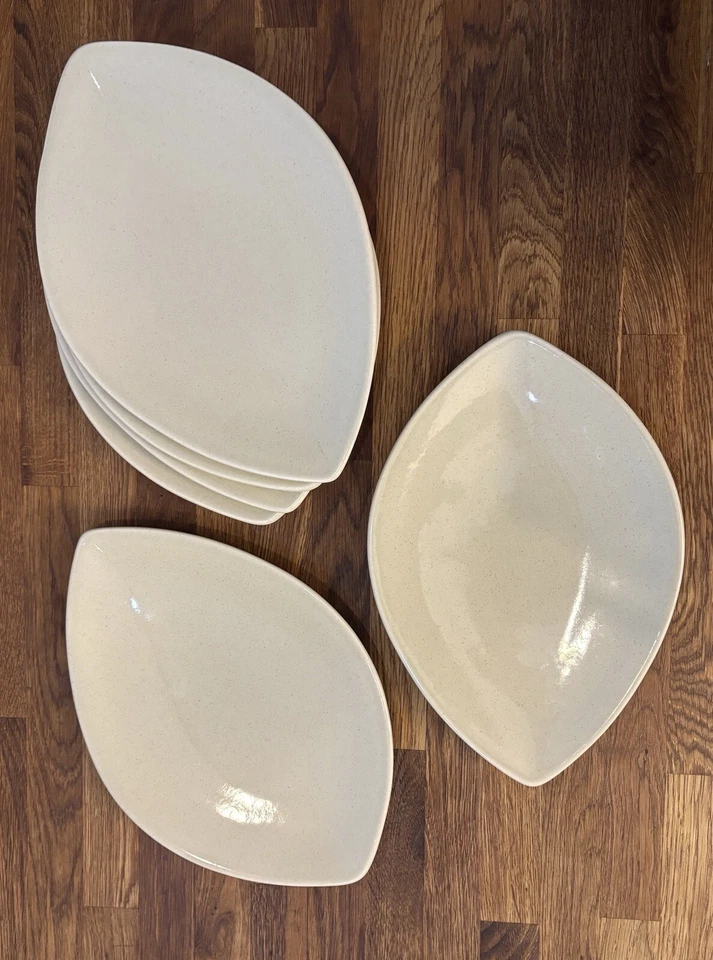 Pfaltzgraff CAPPUCCINO Set of 6 - 11.5x 8" Oval Leaf Plates Dish USA, Vintage - Image 2 of 4