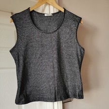 Ladies Size 16 Black Silver Sparkle Vest Top