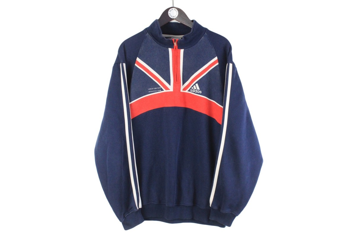 adidasアディダス ブルゾンジャケット イギリス代表 teamGB レア ADIDAS Great Britain Athletics Team Sweatshirt 1/4 Zip Size