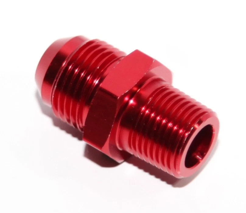 Adaptador de montaje anodizado de aluminio rosca macho NPT 8AN AN-8 a 3/8" ROJO Foto 2 de 4