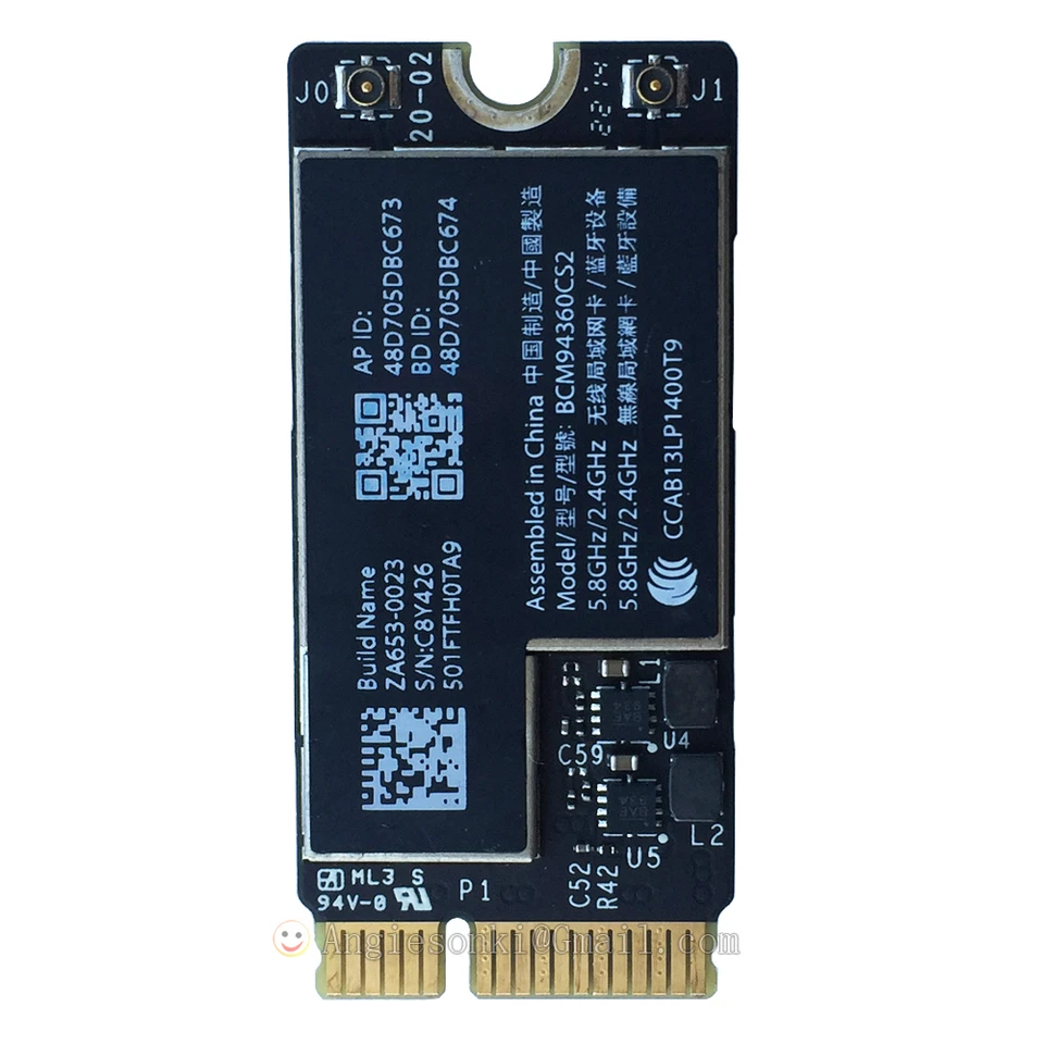 802.11AC BCM94360CS2 Flughafen WiFi WLAN Karte Bluetooth 4.0 & PCI-E Adapter & Antenne - Bild 2 von 4