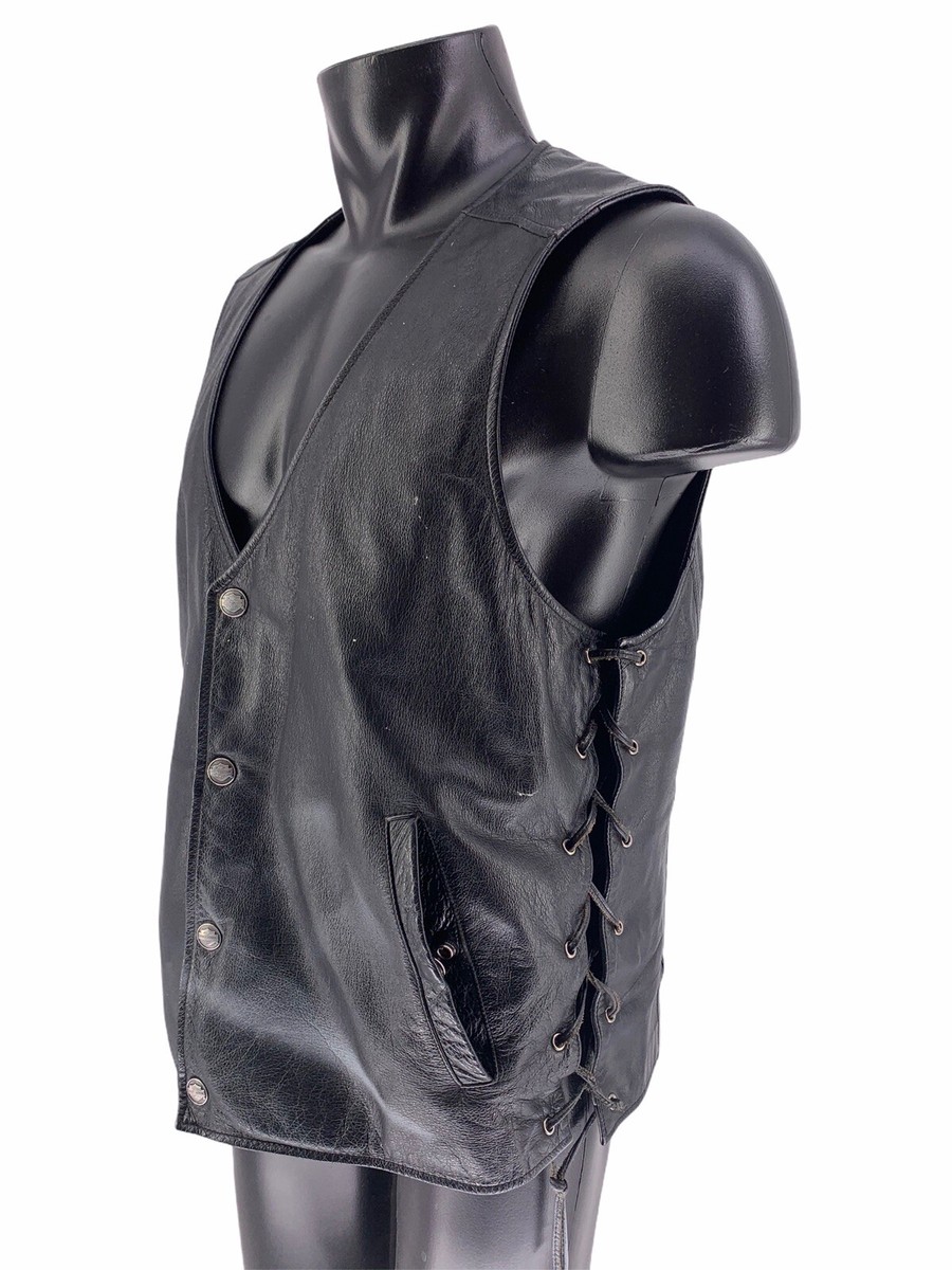 HARLEY DAVIDSON VEST Leather RN 103819 CA 03402 Mens Black