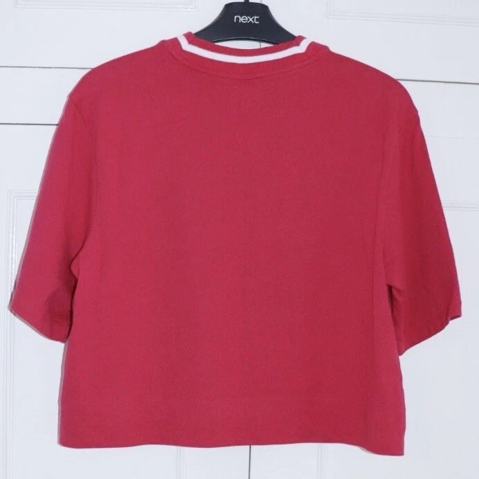 Adidas Crop T Shirt Tee Size UK 8 Womens Pink Big Trefoil Logo Top Pre Loved Vgc - Изображение 2 из 4
