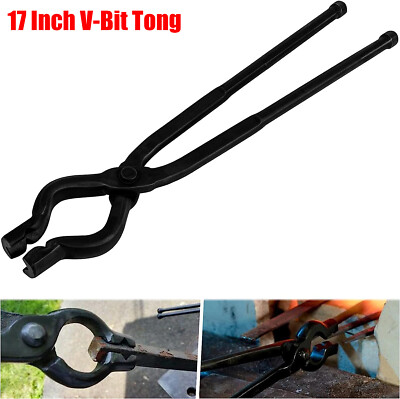 17 Inch V-Bit Bolt Knife Making Blacksmith Tongs Bladesmith Wolf Jaw Anvil Forge