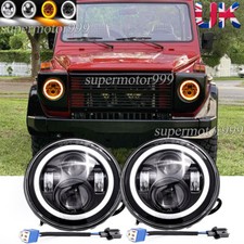 Pair 7" Inch LED Headlights Halo Ring DRL Fit Mercedes-Benz G-Class 1979-2009