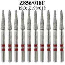 Dental Z856/018F Zirconia Diamond Burs Fine Round End Taper Bur Red High Speed