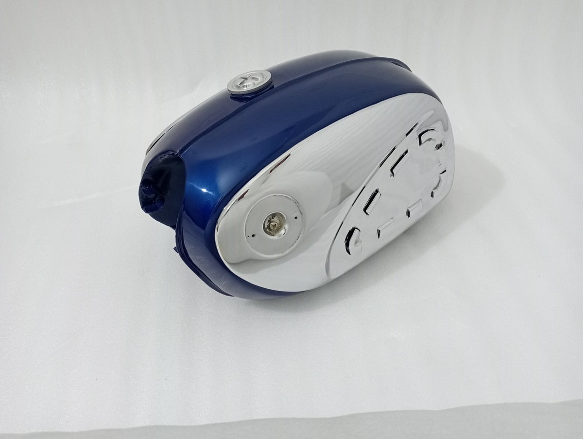 HONDA イーハートーブ ガソリンタンク シルバー/ブルー 1961-1968 Honda CB77 305 Superhawk Steel Blue Fuel Tank +CHROME
