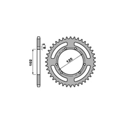 PBR 4406 GETRIEBEKRONE ERGAL SILBER ZÄHNE 53 SCHRITT 420 BULTACO 50 LOBITO