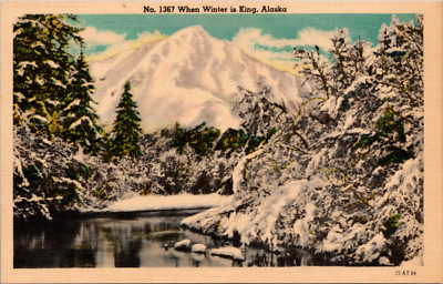 No. 1367 When Winter Is King Winter Scene Alaska Vintage Postcard