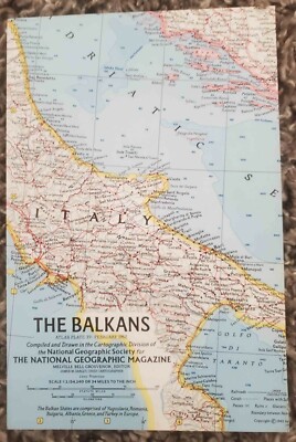 National Geographic Original Feb 1962 Map Of The Balkans