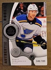 2021-22 SP Game Used Retro Authentic Rookie Scott Perunovich /999 #R-19 Blues