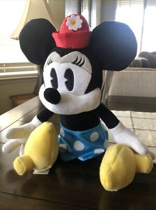 Disney Store Minnie Mouse Plush 19” Blue Skirt, Flower Pot Hat, Heels NWT