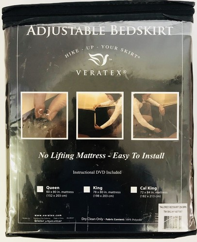 Bedskirt Veratex Hike-Up-Your Skirt Brown Adjustable King Size Brown King - Picture 5 of 5