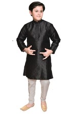 Boys Black Jacquard Pre Wedding Jaggo Outfit Kurta Trouser Style Pajama 1005