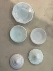 Milk Glass Toy Doll Dishes Cup Saucer Tea Set Pieces Lid Vtg  Lot 5