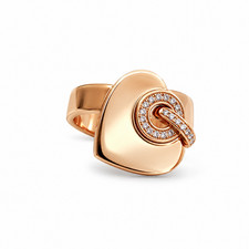 K18 Pink Gold Diamond Heart Motif Ring – Size 11.5