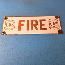 Vintage Forest Service Sign - FIRE Warning Camping Hike Plate Gas Porcelain Sign