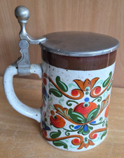 Bierkrug Bierseidel Steingut mit Zinn Deckel Original BMF  Rein - Zinn 0,5 l