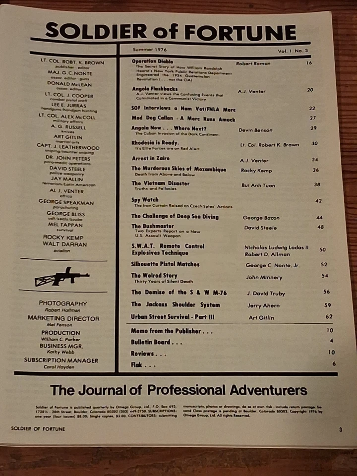 Soldier of Fortune Magazine #1 Premiere Issue Summer of 1976 Mercs in Angola - Image 3 of 4