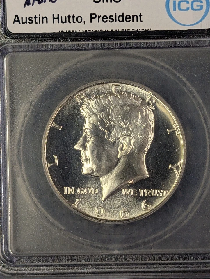 1966 SMS MS 69 Kennedy Half Dollar ICG - New White Label Signed by Austin Hutto - Image 3 of 4