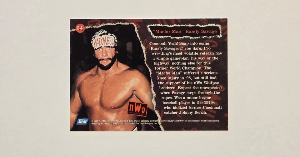 1998 Macho Man Randy Savage Topps WCW/nWo Auto Card #04  Rare Vintage  - Image 3 of 4