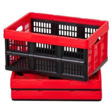 Collapsible Storage Bins 32L x3, Sturdy Stackable Crates with Handles