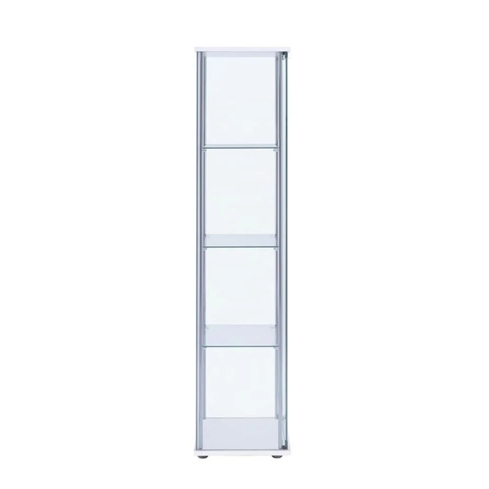 Coaster Bellatrix Rectangular 4 Estantes Vidrio Curiosidades Gabinete Blanco y Transparente Foto 3 de 4