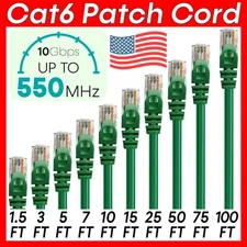 Green Cat6 Cable Ethernet Cat6 Patch Cord Internet Modem Network Wire RJ45 LOT